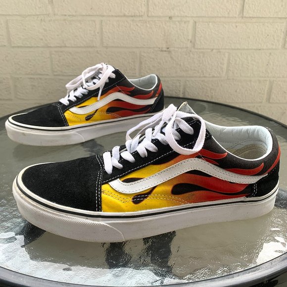 Vans Other - 🔥 Vans Classic Black and White with Flames